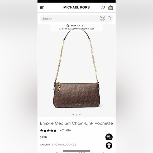 Michael Kors Empire Medium Chain-Like Pochette(Shoulder Bag) - Picture 2 of 7